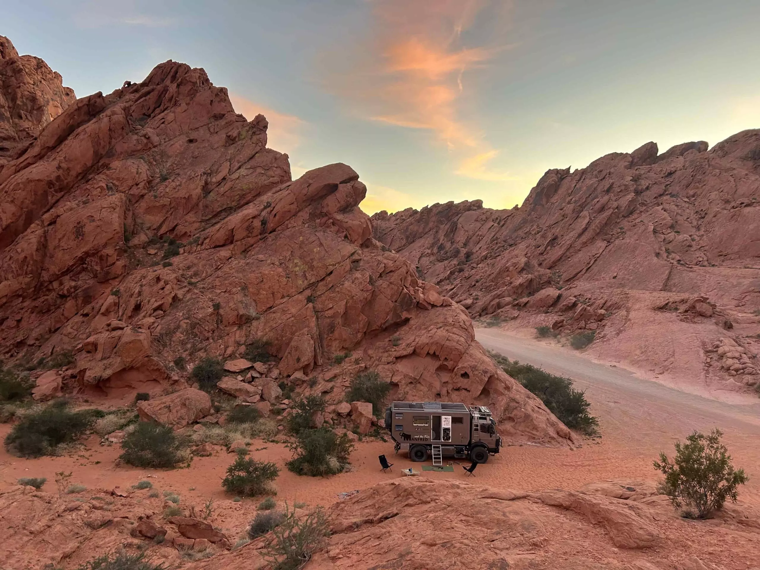 travel camper in desert